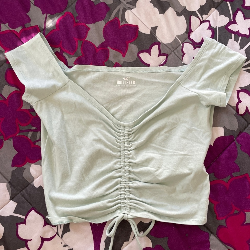 mint hollister off the shoulder tee